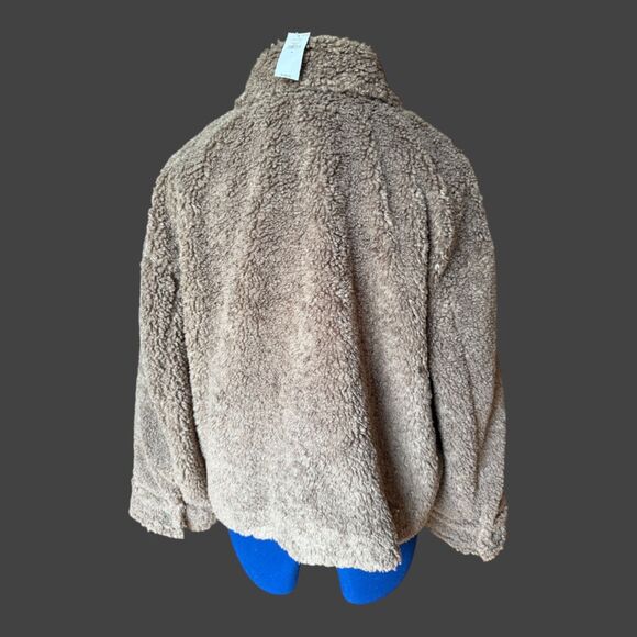 NWT Banana Republic Cropped Sherpa Trucker Jacket - Caramel - XL - Picture 3 of 6